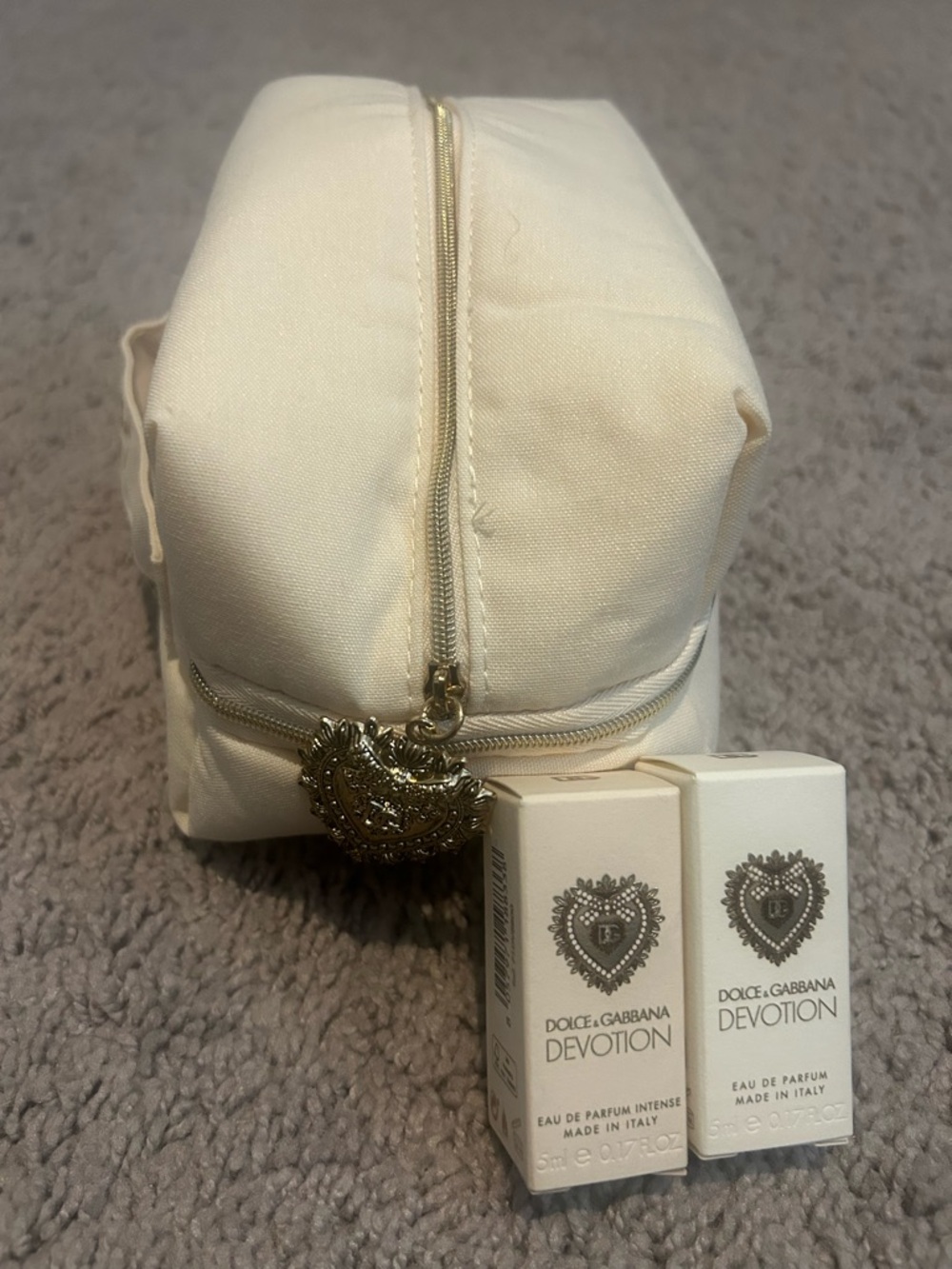 Dolce & Gabbana Devotion Beauty Cosmetics Makeup Bag with 2 Devotion perfumes
